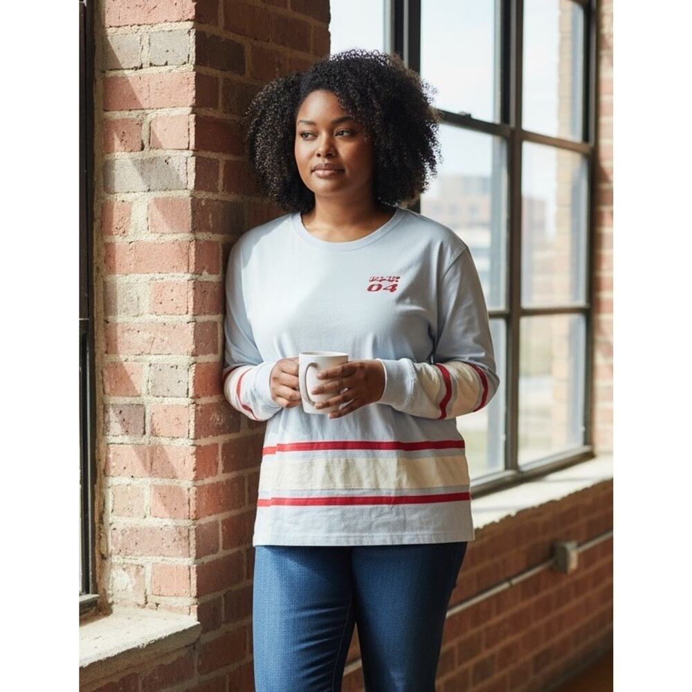 Victoria's Secret PINK Hockey Long Sleeve Cotton Jersey T-Shirt Woman’s XXL NWT